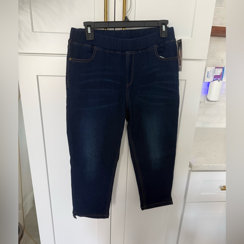 JVINI Dark Indigo Cropped Stretch Jeans